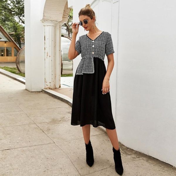 2020 new dresses women chiffon knee-length v-neck dress professional splice irregular clothes short sleeve dress1, White;black
2020 new dresses women chiffon knee-length v-neck dress professional splice irregular clothes short sleeve dress1, White;black