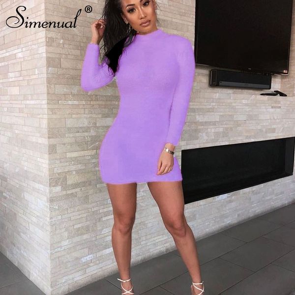 simenual hairy bodycon women autumn fashion dresses party long sleeve clubwear furry solid basic mini dress slim y200418, Black;gray 
simenual hairy bodycon women autumn fashion dresses party long sleeve clubwear furry solid basic mini dress slim y200418, Black;gray
