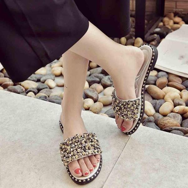 new open toe fashion flat anti-slip slides for women one word shiny rhinestone outdoor slippers summer beach womens shoes #1, Black
new open toe fashion flat anti-slip slides for women one word shiny rhinestone outdoor slippers summer beach womens shoes #1, Black