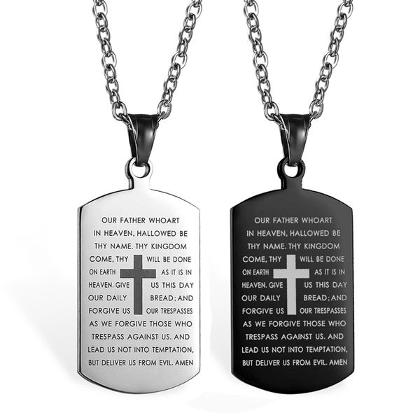pendant necklaces bible verse necklace cross stainless steel our father dog tag religious jewelry black for christian prayer gift, Silver
pendant necklaces bible verse necklace cross stainless steel our father dog tag religious jewelry black for christian prayer gift, Silver