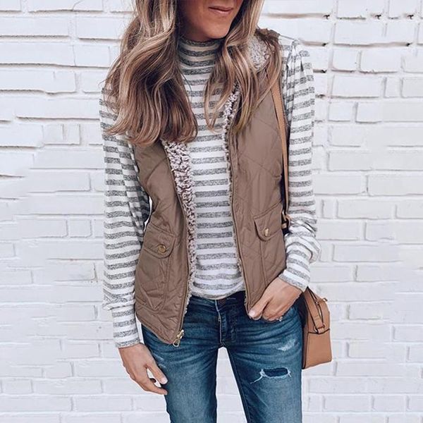 reversible womens warm vests sleeveless quilted stand collar casual female fleece jackets 2019 autumn winter woman waistcoat new1, Black;white
reversible womens warm vests sleeveless quilted stand collar casual female fleece jackets 2019 autumn winter woman waistcoat new1, Black;white