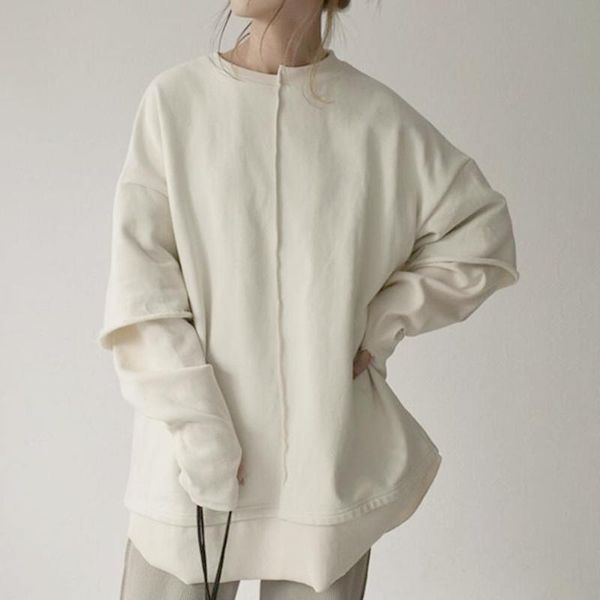 women's sweaters hoodie long sleeve mid-length micro-elastic no collar pullover loose model single type suit to spring fall, White;black
women's sweaters hoodie long sleeve mid-length micro-elastic no collar pullover loose model single type suit to spring fall, White;black