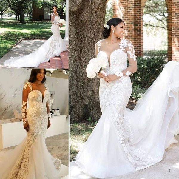 illusion long sleeve wedding dresses 2021 arabic sweetheart lace applique floral chapel train plus size garden wedding bridal gowns, White
illusion long sleeve wedding dresses 2021 arabic sweetheart lace applique floral chapel train plus size garden wedding bridal gowns, White