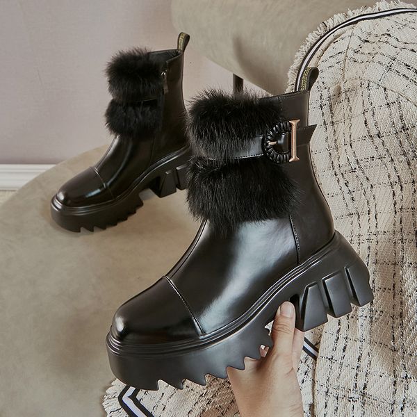 2021 russian women's split + stuffed rabbit skin winter boots europe and america platform shoes hrrq, Black
2021 russian women's split + stuffed rabbit skin winter boots europe and america platform shoes hrrq, Black