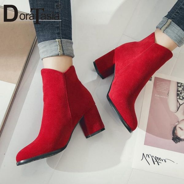 doratasia new fashion elegant high heels ankle boots 2020 autumn concise party boots women flock round toe zip shoes woman, Black
doratasia new fashion elegant high heels ankle boots 2020 autumn concise party boots women flock round toe zip shoes woman, Black