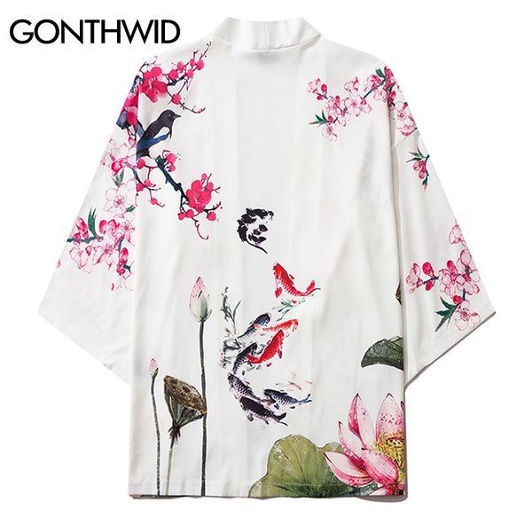 cherry blossoms carp koi fish bird print japanese kimono cardigan shirts mens casual floral coats streetwear kg-349, Black;brown
cherry blossoms carp koi fish bird print japanese kimono cardigan shirts mens casual floral coats streetwear kg-349, Black;brown