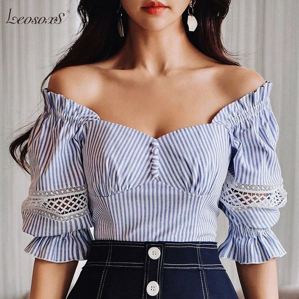 leosoxs blue white striped lantern sleeve shirts women square neck slim fitted and blouses office lady
leosoxs blue white striped lantern sleeve shirts women square neck slim fitted and blouses office lady
