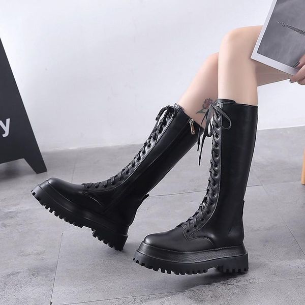 boots fashion black pu leather platform women autumn thick heels knee high booties woman lace up motorcycle botas female fc87
boots fashion black pu leather platform women autumn thick heels knee high booties woman lace up motorcycle botas female fc87