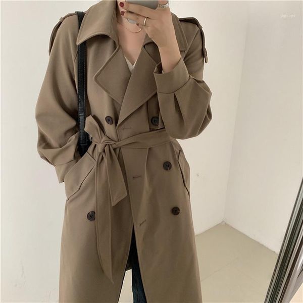 women's trench coats alien kitty korean vintage coat turn-down collar fashion solid loose 2021 women versatile casual long elegant1, Tan;black
women's trench coats alien kitty korean vintage coat turn-down collar fashion solid loose 2021 women versatile casual long elegant1, Tan;black