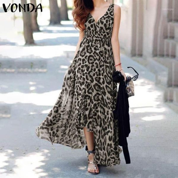 vonda 2020 women vintage leopard printed dress v neck sleeveless maxi dresses casual beach sundress summer bohemian robe1, Black;gray
vonda 2020 women vintage leopard printed dress v neck sleeveless maxi dresses casual beach sundress summer bohemian robe1, Black;gray