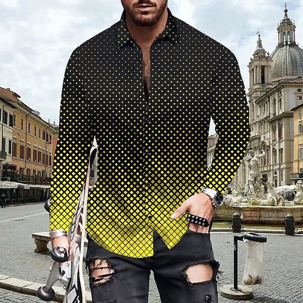 men's shirt other prints polka dot gradient geometry classic collar casual daily print long sleeve casual fashion vintage rock blue bl, White;black 
men's shirt other prints polka dot gradient geometry classic collar casual daily print long sleeve casual fashion vintage rock blue bl, White;black