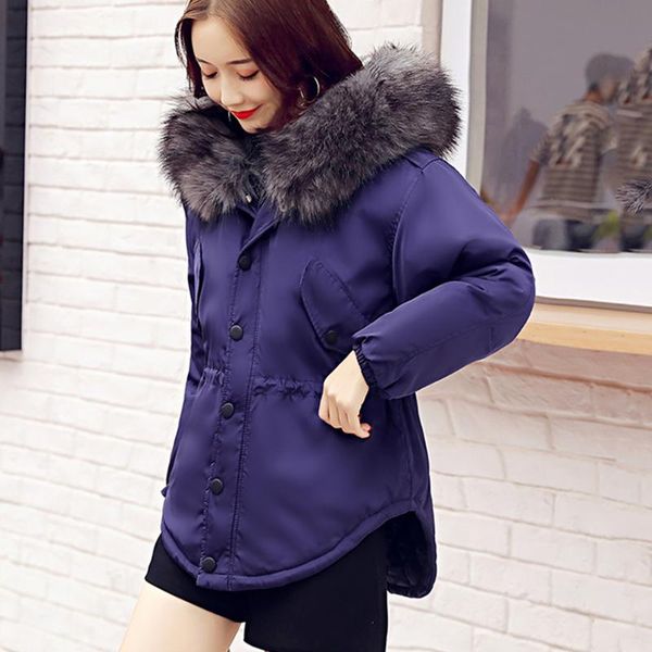 women winter keep warm big fur collar hooded waist drawstring medium length thicker down jacket cotton clothing, Black
women winter keep warm big fur collar hooded waist drawstring medium length thicker down jacket cotton clothing, Black