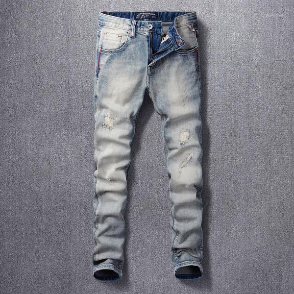 men's jeans italian style fashion men retro light blue elastic slim ripped denim trousers vintage designer cotton pants1
men's jeans italian style fashion men retro light blue elastic slim ripped denim trousers vintage designer cotton pants1