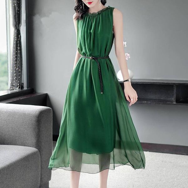chiffon sleeveless high waist belt slim a-line solid color simple leather pink green purple blue holiday coctail dress 9435 party, Black
chiffon sleeveless high waist belt slim a-line solid color simple leather pink green purple blue holiday coctail dress 9435 party, Black