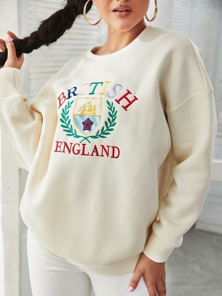 letter & plant embroidery drop shoulder pullover o2uh#, White;black
letter & plant embroidery drop shoulder pullover o2uh#, White;black