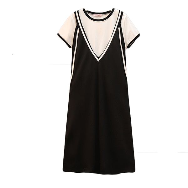 female recreational summer of two pieces dressed in short sleeve cocar sewing suspend dress suit size big 4xl h009, Black;gray
female recreational summer of two pieces dressed in short sleeve cocar sewing suspend dress suit size big 4xl h009, Black;gray