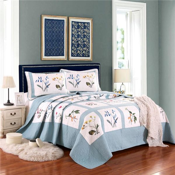 blue white flower quilt bed cover set 100%cotton quilting bedspread+pillowcases patchwork blanket american style bedding home
blue white flower quilt bed cover set 100%cotton quilting bedspread+pillowcases patchwork blanket american style bedding home