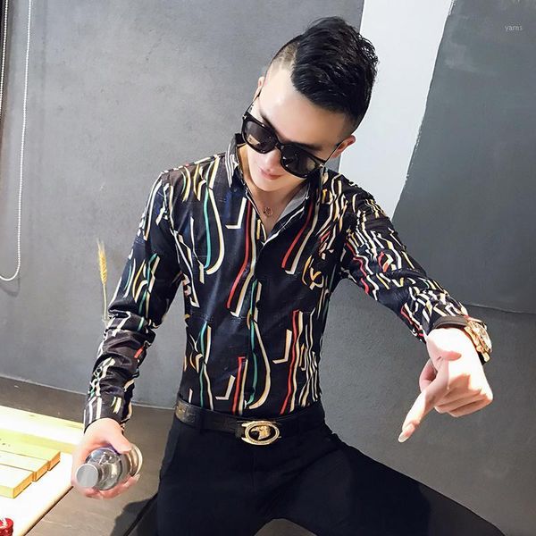 autumn 2020 new men's printed long sleeve shirt social boys' shirt 301a-1 / cs115 / p551, White;black
autumn 2020 new men's printed long sleeve shirt social boys' shirt 301a-1 / cs115 / p551, White;black