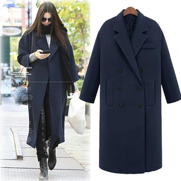 women's wool & blends 2021 european american style self-cultivation double-breasted super-long woolen coat large-size overcoat, Black
women's wool & blends 2021 european american style self-cultivation double-breasted super-long woolen coat large-size overcoat, Black