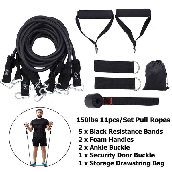 150lbs sports resistance bands 11pcs/set elastic yoga fitness pull rope body exercise home gym training fitness equipment black
150lbs sports resistance bands 11pcs/set elastic yoga fitness pull rope body exercise home gym training fitness equipment black