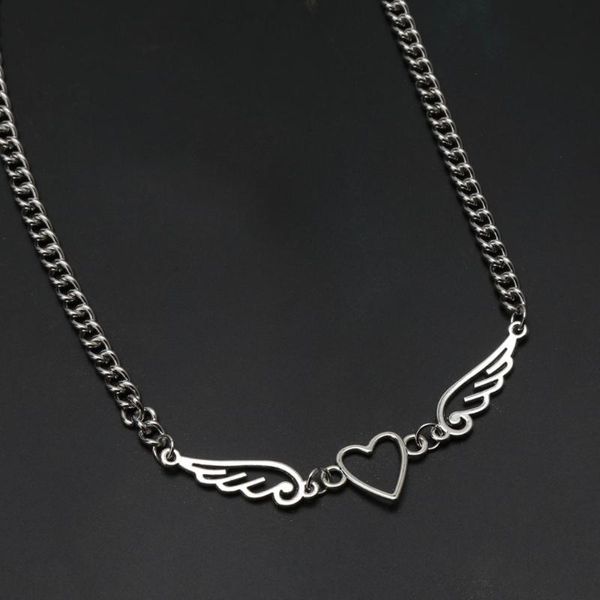 punk hollow out heart feather metal choker necklace women girl harajuku angel feather pendant necklace fashion jewelry, Silver
punk hollow out heart feather metal choker necklace women girl harajuku angel feather pendant necklace fashion jewelry, Silver