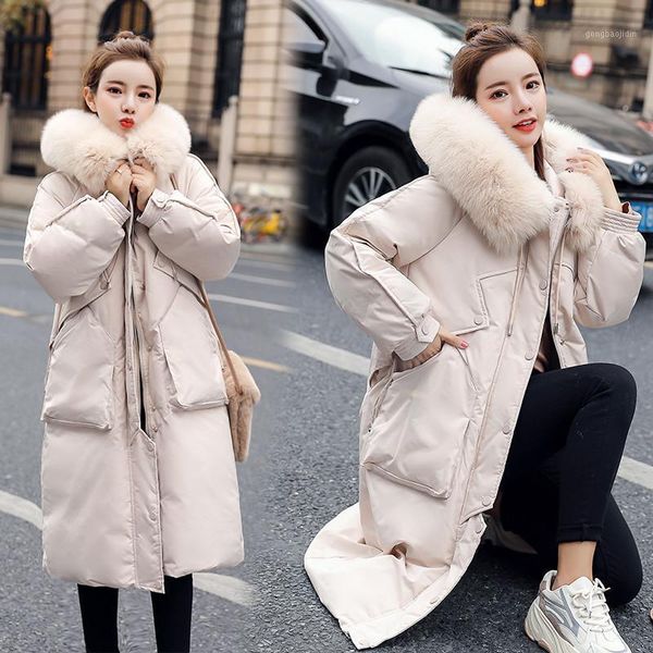 winter new big fur collar korean version the down jacket women 2021 fashion thick knee over casual hooded cotton outerwear yh6771, Black
winter new big fur collar korean version the down jacket women 2021 fashion thick knee over casual hooded cotton outerwear yh6771, Black