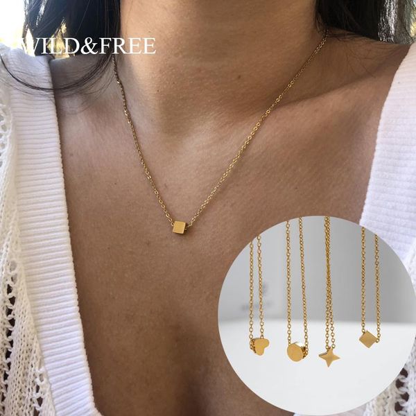 chains wild&women simple pendant necklace s. steel solid heart square round geometric sweater choker necklaces collar jewelry gift, Silver
chains wild&women simple pendant necklace s. steel solid heart square round geometric sweater choker necklaces collar jewelry gift, Silver