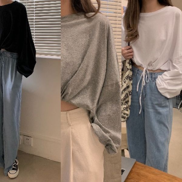 2020 autumn korean style new loose crew neck looks thin and versatile solid color drawstring pullover pullover pullovert-shirt pulloverlong, White
2020 autumn korean style new loose crew neck looks thin and versatile solid color drawstring pullover pullover pullovert-shirt pulloverlong, White