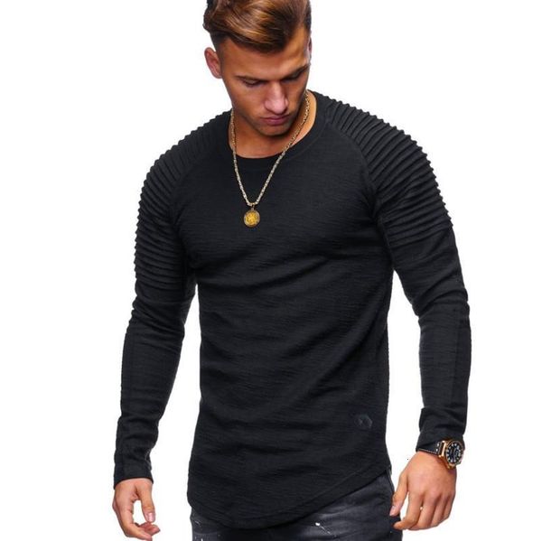 2021 solid color sleeve pleated patch detail long sleeve t-shirt men spring casual pullovers fashion slim basic, Black
2021 solid color sleeve pleated patch detail long sleeve t-shirt men spring casual pullovers fashion slim basic, Black