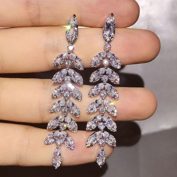 dangle & chandelier fashion korean cz leaf wedding jewelry marquise cubic zirconia silver color long drop bridal earrings for elegant
dangle & chandelier fashion korean cz leaf wedding jewelry marquise cubic zirconia silver color long drop bridal earrings for elegant