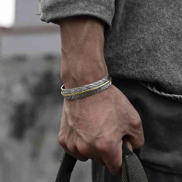 personality vintage feather silver color open cuff bracelet for men adjustable bangle jewelry wrist gift, Golden;silver
personality vintage feather silver color open cuff bracelet for men adjustable bangle jewelry wrist gift, Golden;silver