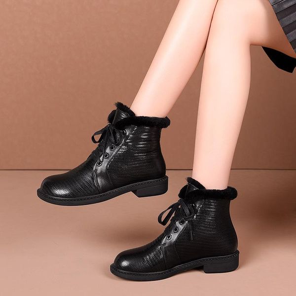 boots autumn winter brand genuine leather women ankle warm platform short sports casual shoes woman lacing snow, Black
boots autumn winter brand genuine leather women ankle warm platform short sports casual shoes woman lacing snow, Black