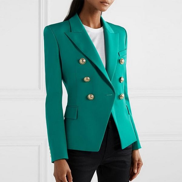 high street new fashion designer blazer women's classic double breasted lion buttons slim fitting blazer jacket 201102, White;black
high street new fashion designer blazer women's classic double breasted lion buttons slim fitting blazer jacket 201102, White;black
