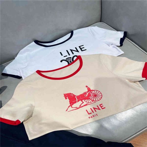 ce home french carriage print contrast color short sleeve t-shirt women's 2022 spring and summer net red foreign style age reducing top, White
ce home french carriage print contrast color short sleeve t-shirt women's 2022 spring and summer net red foreign style age reducing top, White