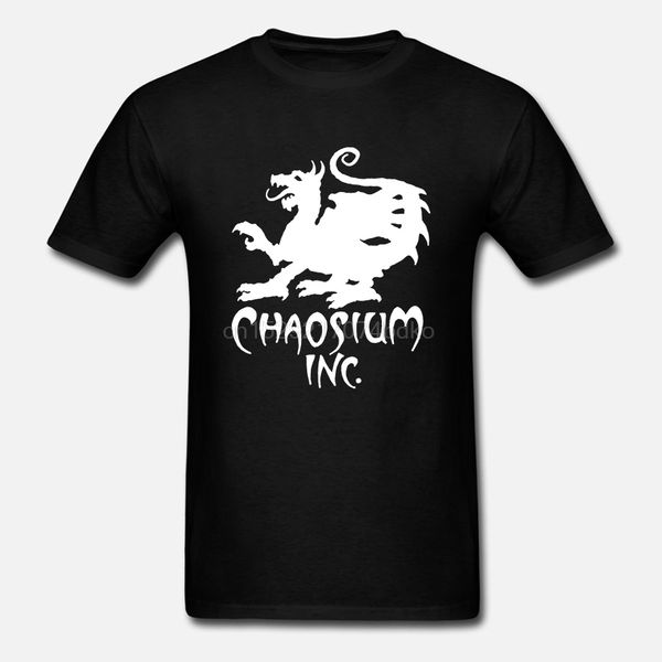 printed men cotton chaosium inc official white logo short sleeve hoodie designers t shirts sweatshirt
