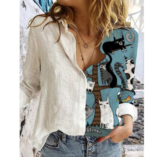 fashion women blouse shirt cartoon cat sunflower flower print long-sleeved shirt harajuku women blouse plus size, White
fashion women blouse shirt cartoon cat sunflower flower print long-sleeved shirt harajuku women blouse plus size, White