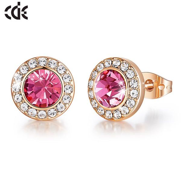 cde fashion zircon stone pink crystal from round shape stud earrings women ear beautiful jewelry gifts, Golden;silver
cde fashion zircon stone pink crystal from round shape stud earrings women ear beautiful jewelry gifts, Golden;silver