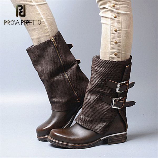 prova perfetto brown women high boots genuine leather autumn winter straps flat boots female platform rubber botas mujer, Black
prova perfetto brown women high boots genuine leather autumn winter straps flat boots female platform rubber botas mujer, Black