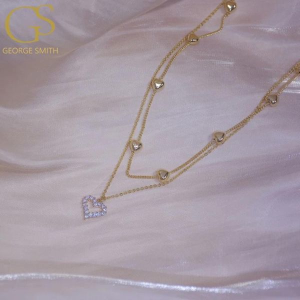 chokers gs gold color double-layer heart necklace shining bling zircon women clavicle chain wedding pendant gift fashion jewelry, Golden;silver
chokers gs gold color double-layer heart necklace shining bling zircon women clavicle chain wedding pendant gift fashion jewelry, Golden;silver