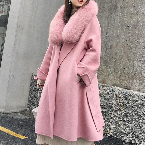 jackets cashmere wool real natural genuine fur collar coats garment outerwear for women overcoat big size, Black
jackets cashmere wool real natural genuine fur collar coats garment outerwear for women overcoat big size, Black