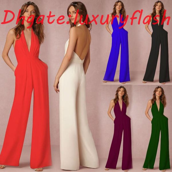 women jumpsuits prom dress wedding gust dresses chiffon v neck sleeveless and long pants rompers for women, Black;white
women jumpsuits prom dress wedding gust dresses chiffon v neck sleeveless and long pants rompers for women, Black;white