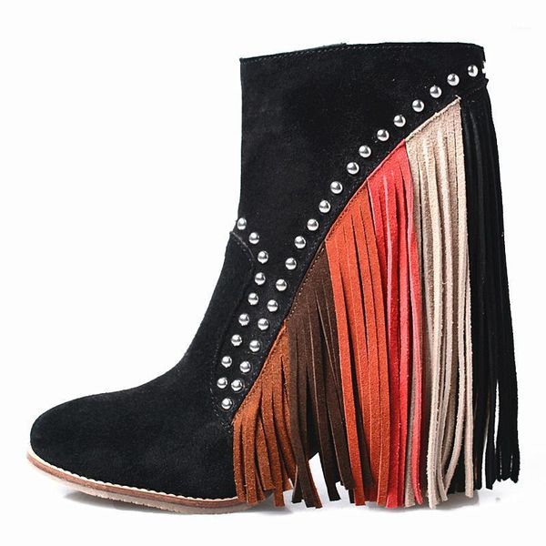 2020 womens winter cow suede boots tassel thick heels zipper round toe rivet ankle boots designer black/khaki motorcycle booties1
2020 womens winter cow suede boots tassel thick heels zipper round toe rivet ankle boots designer black/khaki motorcycle booties1