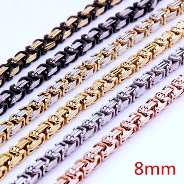 chains silver color gold black rose stainless steel byzantine link necklace fashion mens box chain jewelry 8mm width
chains silver color gold black rose stainless steel byzantine link necklace fashion mens box chain jewelry 8mm width