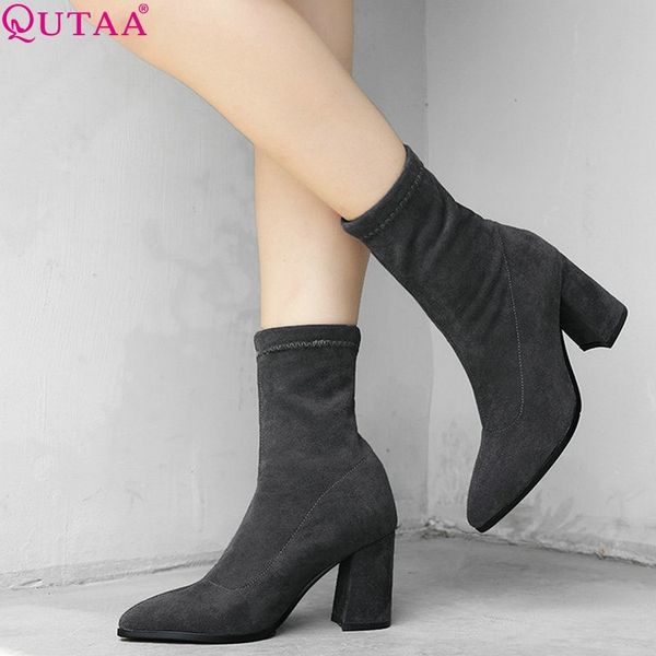 qutaa 2020 women boots sock boots knitting all match pointed toe all match platform slip on women mid calf boots size 34-42 t200425, Black
qutaa 2020 women boots sock boots knitting all match pointed toe all match platform slip on women mid calf boots size 34-42 t200425, Black