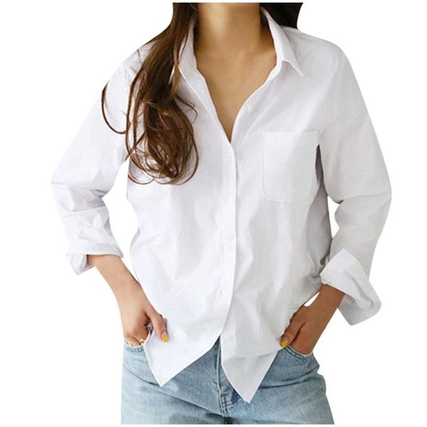 women's blouses & shirts oversize shirt fashion ladies long sleeve solid turn-down collar streetwear casual button blusa#20, White
women's blouses & shirts oversize shirt fashion ladies long sleeve solid turn-down collar streetwear casual button blusa#20, White