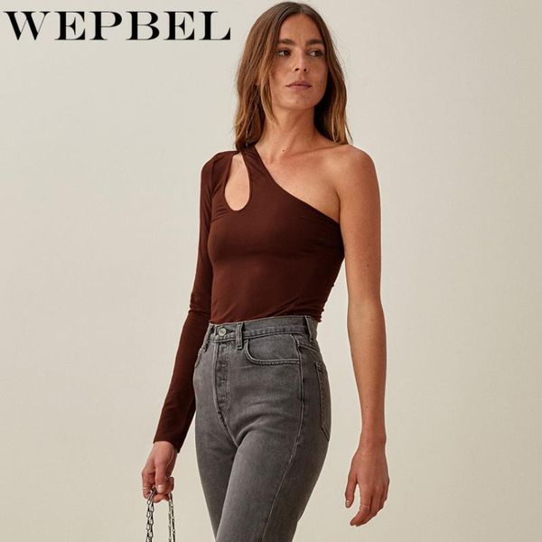 women's t-shirt wepbel women elegant hollow out skinny stretchy irregular shirt ladies one shoulder slim fit knitted bottoming, White
women's t-shirt wepbel women elegant hollow out skinny stretchy irregular shirt ladies one shoulder slim fit knitted bottoming, White
