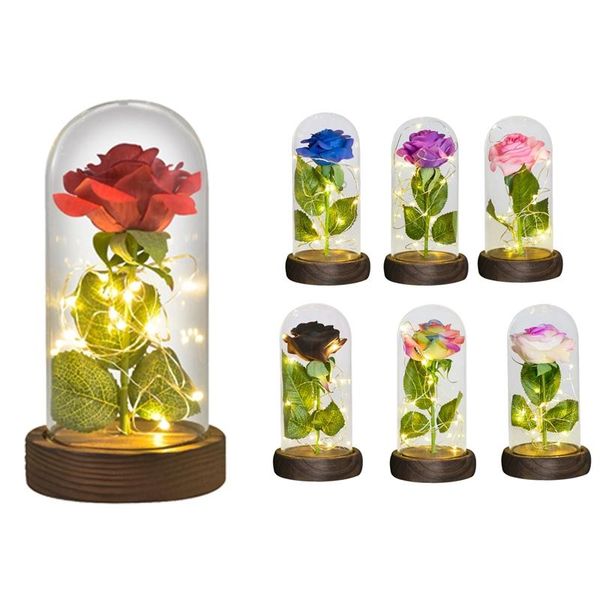 eternal rose flower in glass dome with led light wooden base valentine christmas gifts for women
eternal rose flower in glass dome with led light wooden base valentine christmas gifts for women