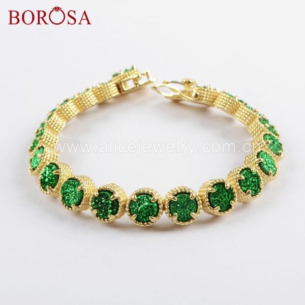link, chain borosa 1/2pcs gold color rainbow titanium druzy bracelets with twenty-stones electroplated gems bangle for women zg0354, Black
link, chain borosa 1/2pcs gold color rainbow titanium druzy bracelets with twenty-stones electroplated gems bangle for women zg0354, Black