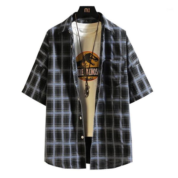 men's casual shirts summer plaid shirt men turn-down short sleeve mens fashion plus size street loose male clothing 4xl1, White;black
men's casual shirts summer plaid shirt men turn-down short sleeve mens fashion plus size street loose male clothing 4xl1, White;black