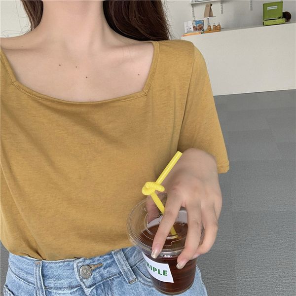 2021 new 3 colours will see soild s harvest color square collar short sleeve t-shirts of women femme shirt (r98280) mbx6, White
2021 new 3 colours will see soild s harvest color square collar short sleeve t-shirts of women femme shirt (r98280) mbx6, White